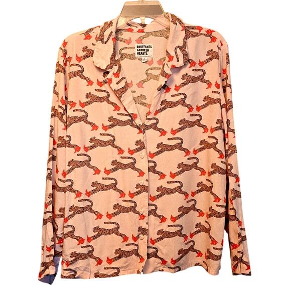 Bouffants & Broken hearts cheetah in heels pajama set size large - Picture 2 of 10